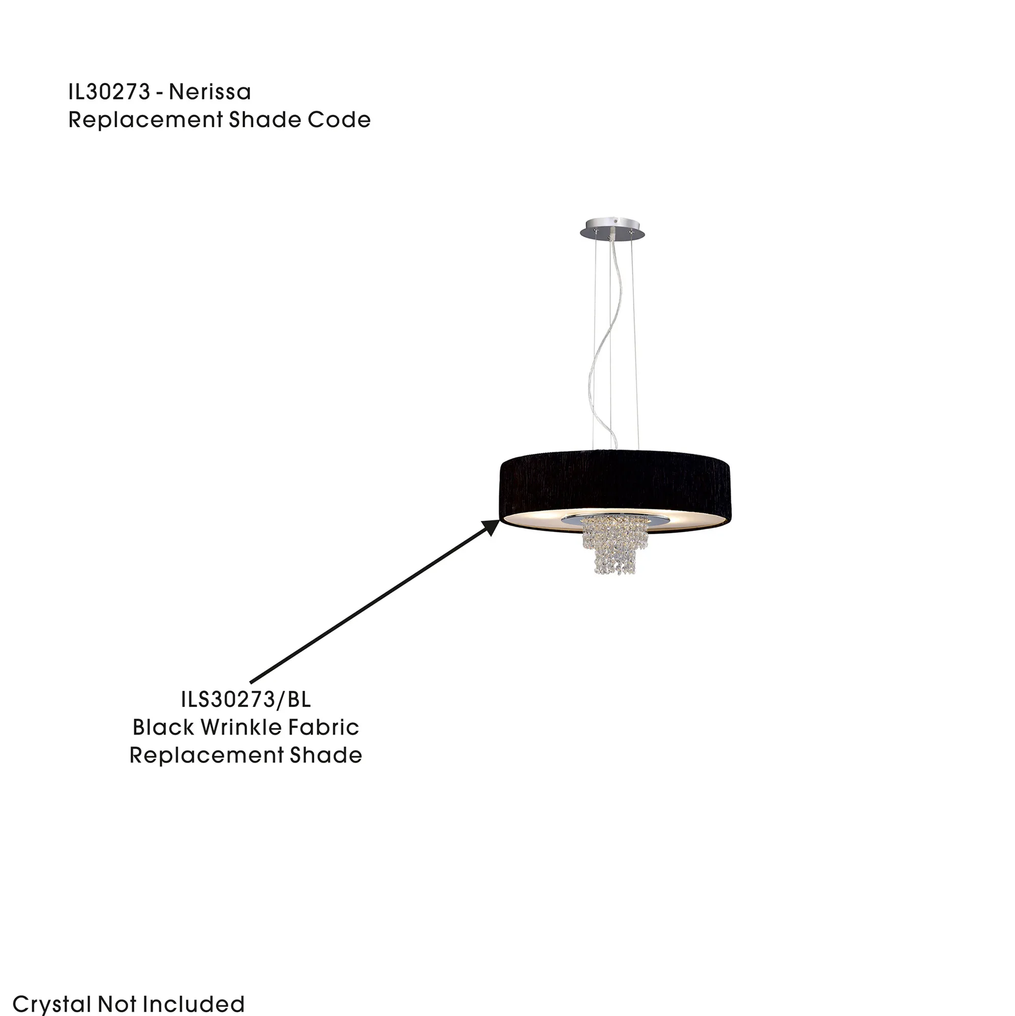 ILS30273/BL  Nerissa 55cm Shade For IL30273 Black
